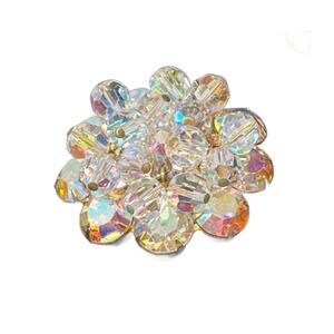 Vintage Aurora Borealis Cluster Brooch with Austrian Crystals